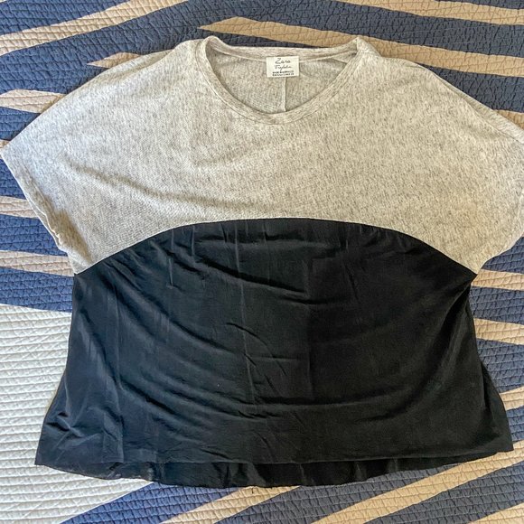 Zara Silky Grey and Black Short Sleeve Blouse - Picture 1 of 3